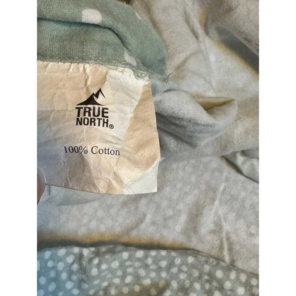 True North Playful Holiday Winter Penguins Mint Green Cotton Flannel Duvet Set